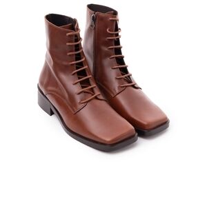 L'INTERVALLE Chertsy Ocre Tan Caramel Women Boots Square Tip Size 38 = 7.5 - 8